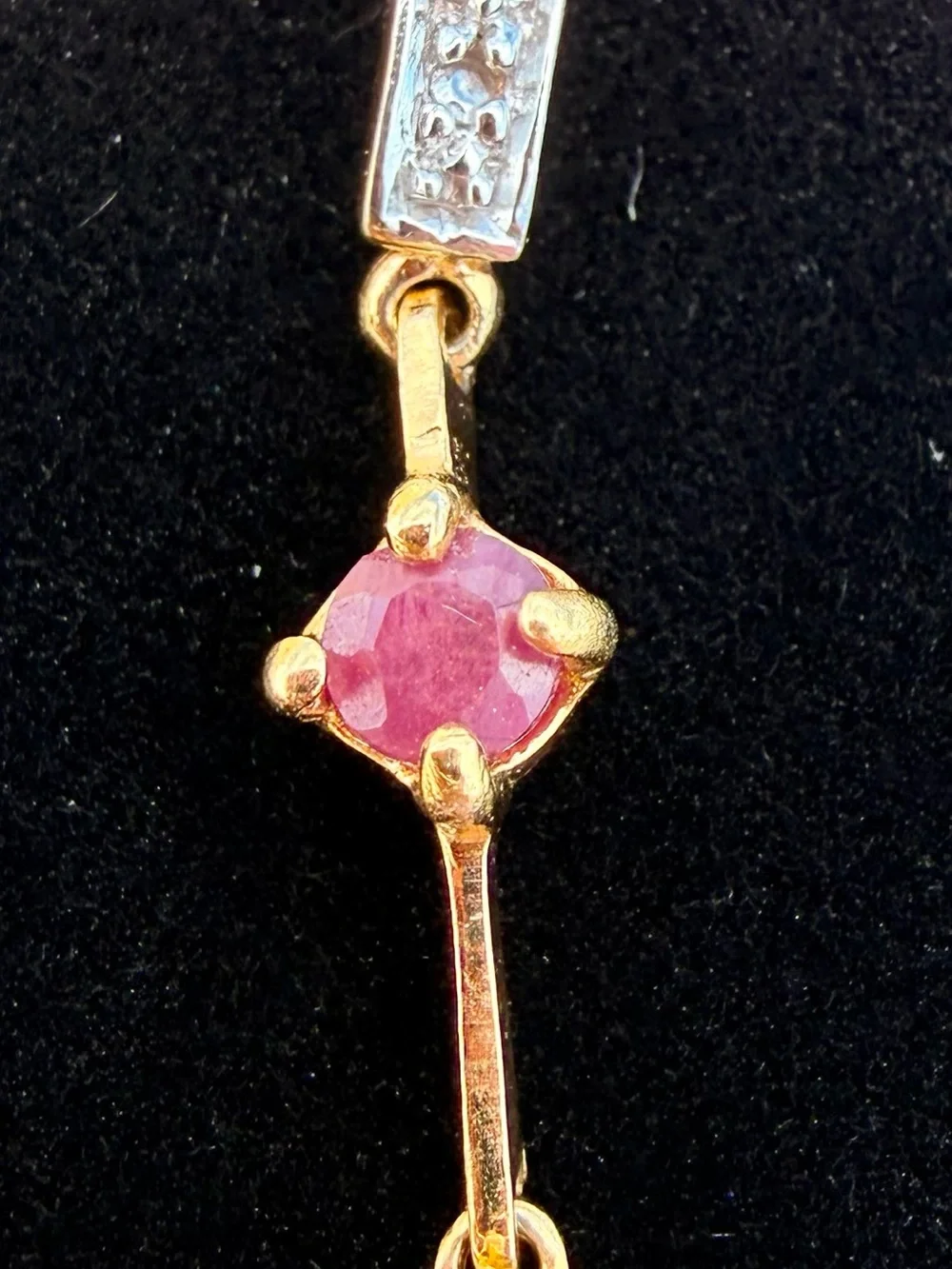 18K Gold Over Sterling Silver Ruby & Diamond Crescent Dangle Earrings 3.08 CTW